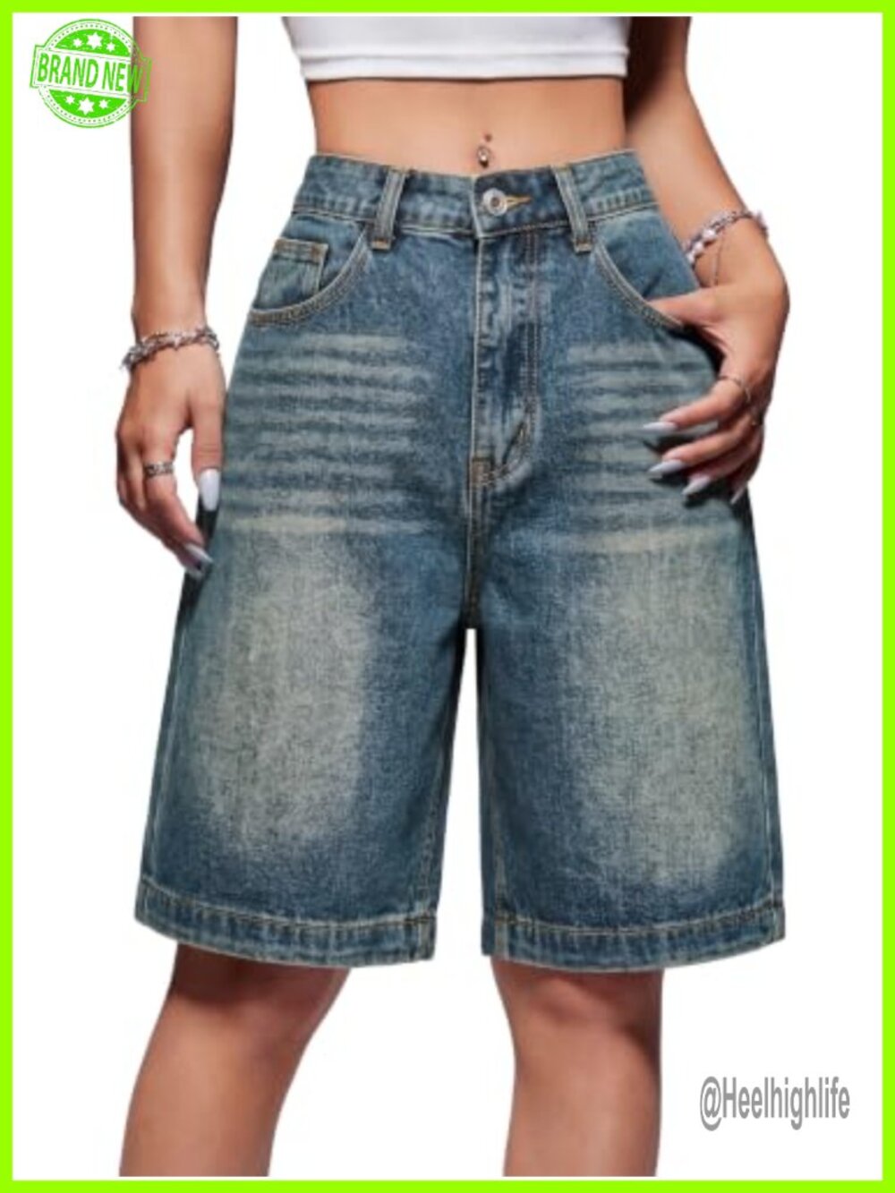EMMIOL Women Jorts Baggy High Waisted Cotton Denim Jean Shorts Wide Leg